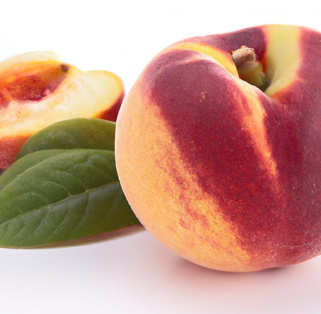 Close up of fresh orange peaches on white background. Food, fruit, fresh and health concept.