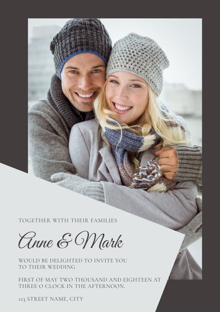 Cozy Winter Couple Invitation for Wedding or Holiday Card Template - Download Free Stock Templates Pikwizard.com