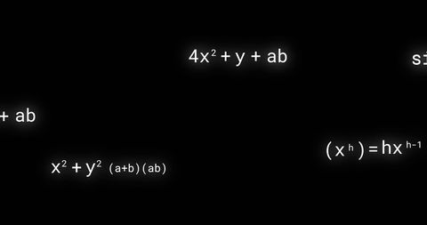 Mathematical formulas on black background for educational concepts