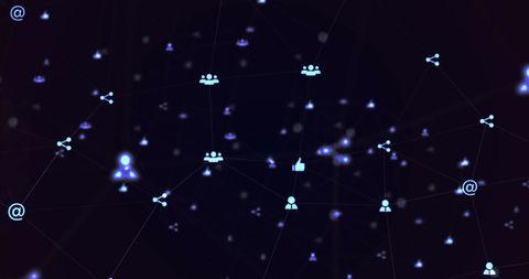 Digital communication and networking concept on dark background