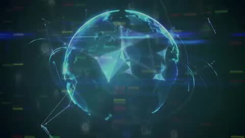 Futuristic Digital Globe with Polygons and Nodes