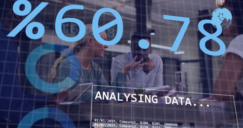 Financial Analysis and Global Team Collaboration in Modern Office