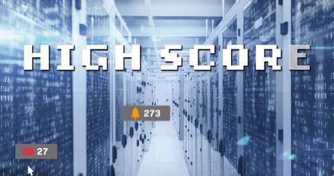 High Score Concept Over Digital Server Room - Download Free Stock Images Pikwizard.com