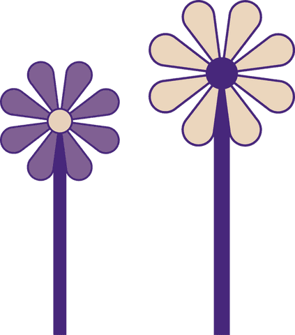 Transparent floral vector with purple daisies design