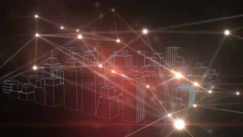 Futuristic Digital City and Network Connections Glow