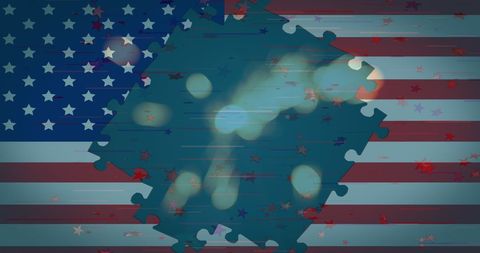 American Flag Puzzle Background with Sparkler Elements