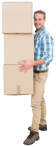 Transparent Smiling Man Standing Holding Cardboard Boxes - Download Free Stock Videos Pikwizard.com