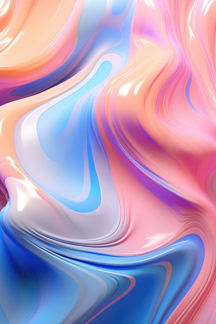 This abstract background features a vibrant fluid gradient with swirls of orange, blue, and pink. Ideal for use in graphic design, web design, digital art, and marketing materials. Can be used as a background for technology presentations, creative projects, advertisements, and social media posts.