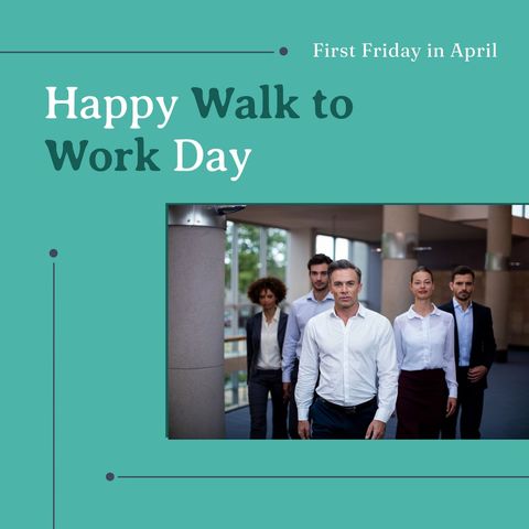 Team Promoting Happy Walk to Work Day with Smiles and Enthusiasm - Download Free Stock Templates Pikwizard.com