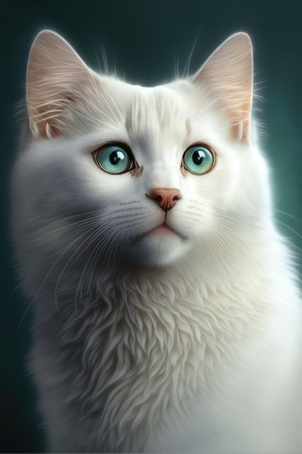 Majestic White Cat with Bright Blue Eyes and Fluffy Fur - Download Free Stock Images Pikwizard.com