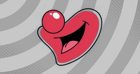 Playful Grinning Heart with Geometric Patterns