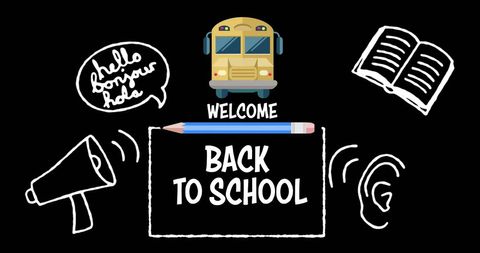 Back to school design with educational symbols and text