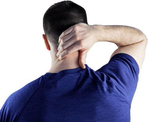 Transparent Man Massaging Tense Neck in Blue Shirt - Download Free Stock Videos Pikwizard.com