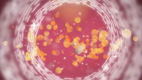 Colorful Glowing Spots Animation on Red Circles Background