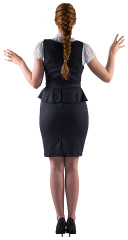 Businesswoman in Navy Suit with Braided Hair on Transparent Background