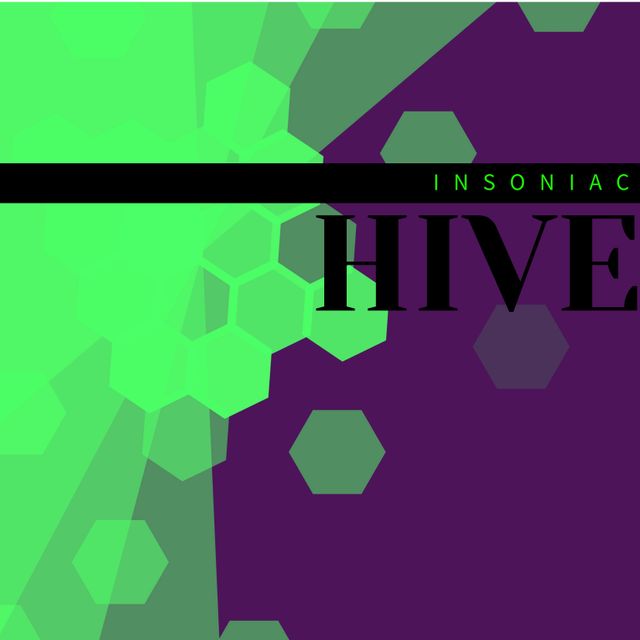 Hexagonal Pattern with EAR Hive Text on Vibrant Purple and Green Background - Download Free Stock Templates Pikwizard.com