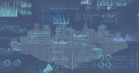 Digital Financial Data Processing Over 3D City Model - Download Free Stock Images Pikwizard.com
