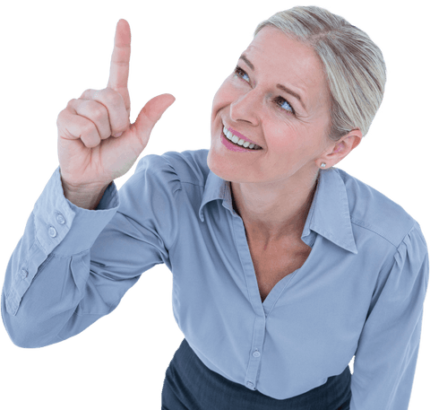 Caucasian Businesswoman Looking Up Smiling on Transparent Background - Download Free Stock Videos Pikwizard.com