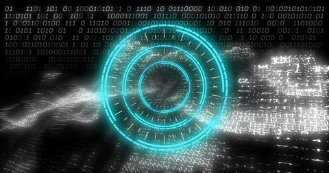 Glowing cyan hud interface in futuristic digital space