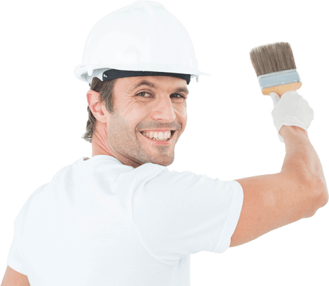 painter with brush and hard hat captivating on transparent background - Download Free Stock Videos Pikwizard.com