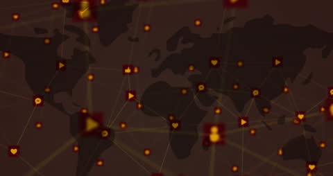 Global Networking Icons Over World Map
