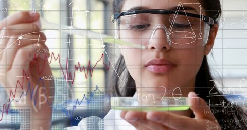 Female Scientist Analyzing Data with Digital Innovation