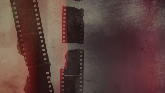 Vintage Effect Torn Film Strips with Presentation of Sprocket Holes and Scratches