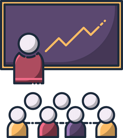 Business Presentation Illustration with People on Transparent Background