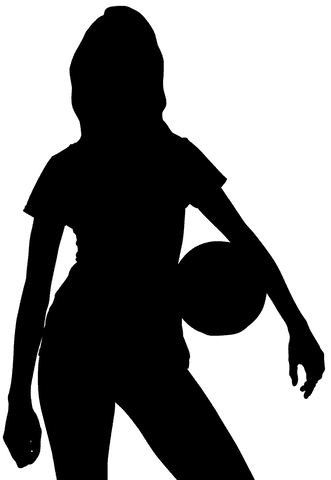 Sporty Female Footballer Silhouette on Transparent Background