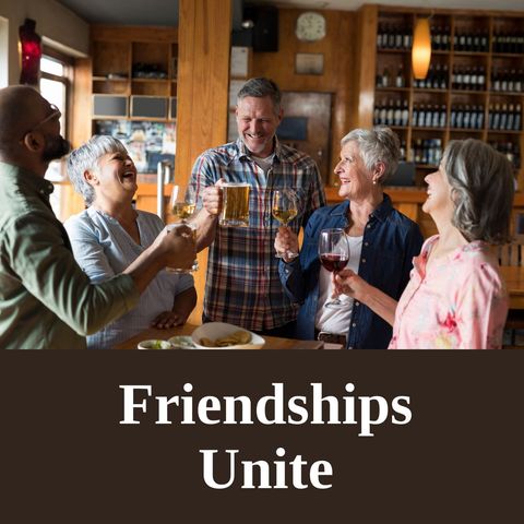 Senior diverse friends toasting in cozy bar celebrating friendship