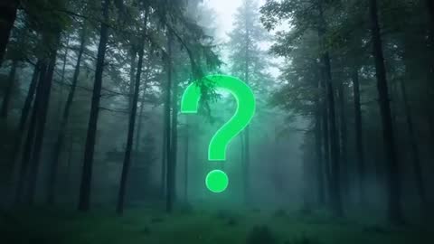 Mystical Question Mark Hovering in Misty Forest
