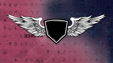 Winged Shield Symbol on Cybersecurity Background