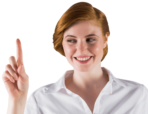 Confident Businesswoman Smiling and Pointing on Transparent Background - Download Free Stock Videos Pikwizard.com