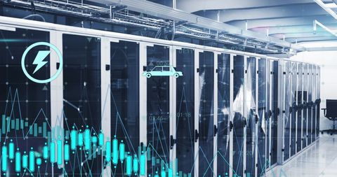 Digital Composite of Data Servers with Analytics Graphics - Download Free Stock Images Pikwizard.com