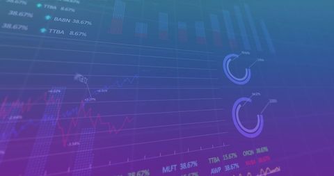 Financial Data and Statistics with Digital Charts on Blue Background - Download Free Stock Images Pikwizard.com