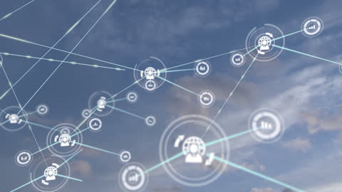Digital Network Icons Interconnected Over Open Sky