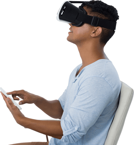 Man Immersed in Virtual Reality Using Transparent Digital Interface - Download Free Stock Videos Pikwizard.com