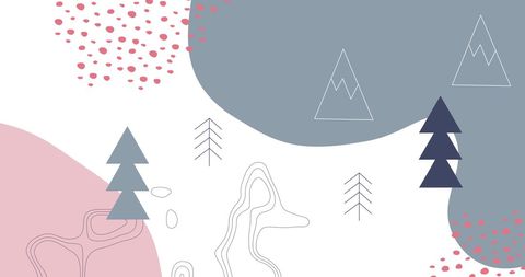 Modern Winter Landscape with Geometric Trees and Patterns - Download Free Stock Images Pikwizard.com