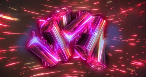 Futuristic pink crystal shapes in motion