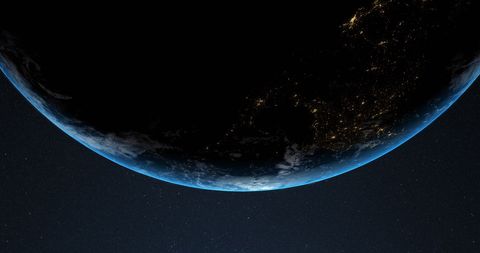 Satellite View of Earth from Space at Night