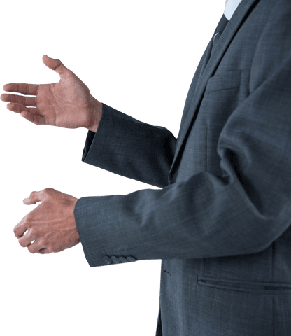 Businessman Gesturing with Hands in Presentation on Transparent Background - Download Free Stock Videos Pikwizard.com