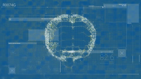 Digital Brain Animation Overlay with Data Processing