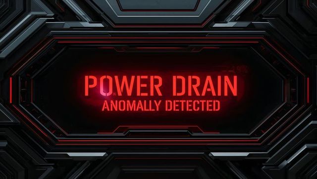 Red power drain warning panel futuristic spacecraft console with metal bezel