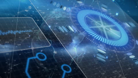 Futuristic Data Processing and Digital Interface Overlay