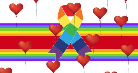 Rainbow Ribbon and Heart Balloons Celebrating Pride Month - Download Free Stock Images Pikwizard.com