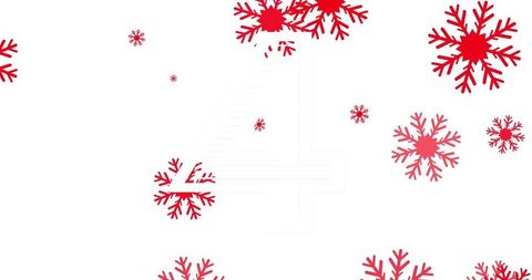 Festive Countdown with Red Snowflakes on White Background