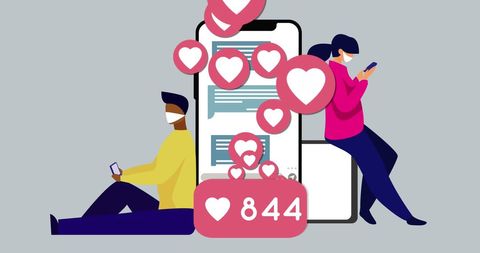 Engaged Consumers on Smartphones Depicting Social Media Connectivity
