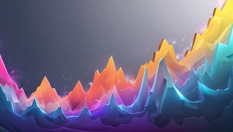 Colorful vivid geometric peaks in futuristic digital space, seismograph concept