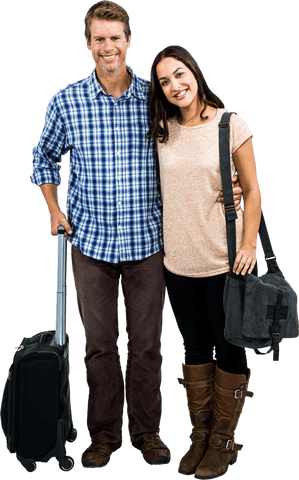 Cheerful Traveling Couple with Transparent Background
