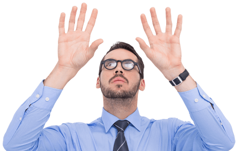 transparent businessman raising arms with spread fingers - Download Free Stock Videos Pikwizard.com